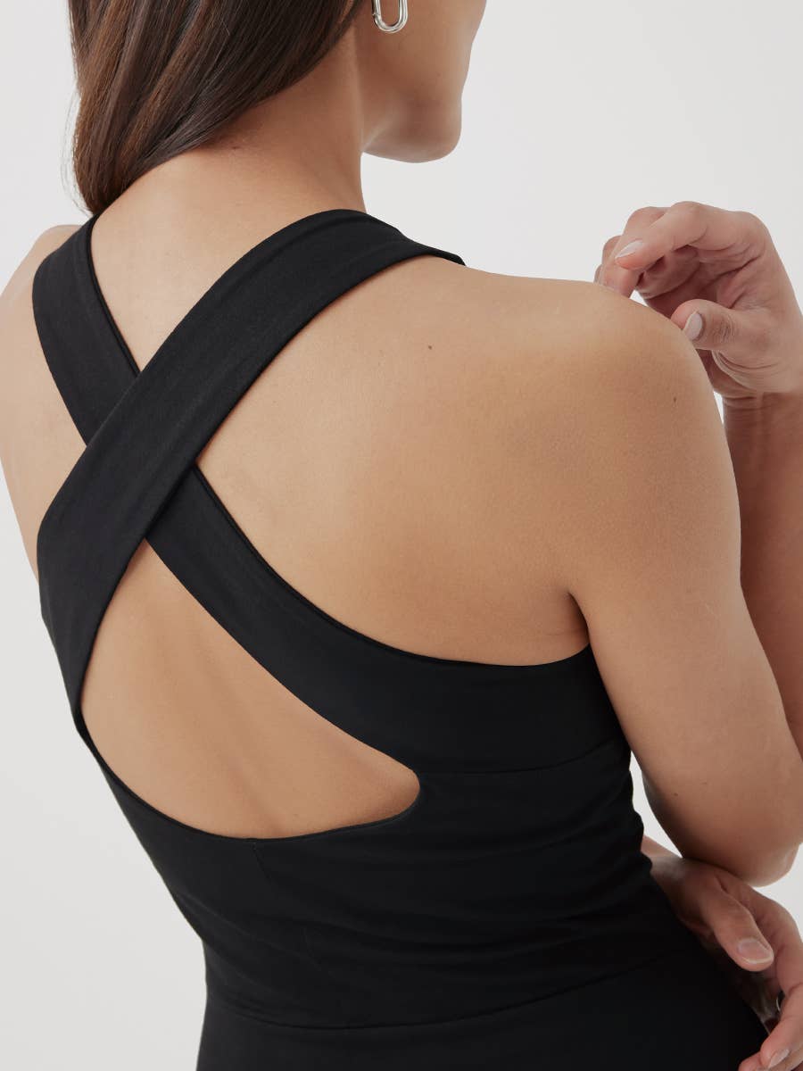 Fit & Flare Open Back Maxi Dress - Namasvie Fit & Flare Open Back Maxi Dress - Namasvie