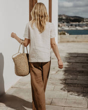 BROWN LINEN TROUSERS GEORGINA