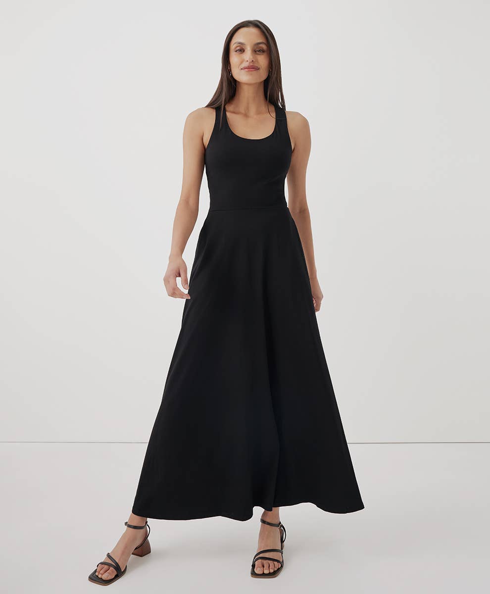 Fit & Flare Open Back Maxi Dress