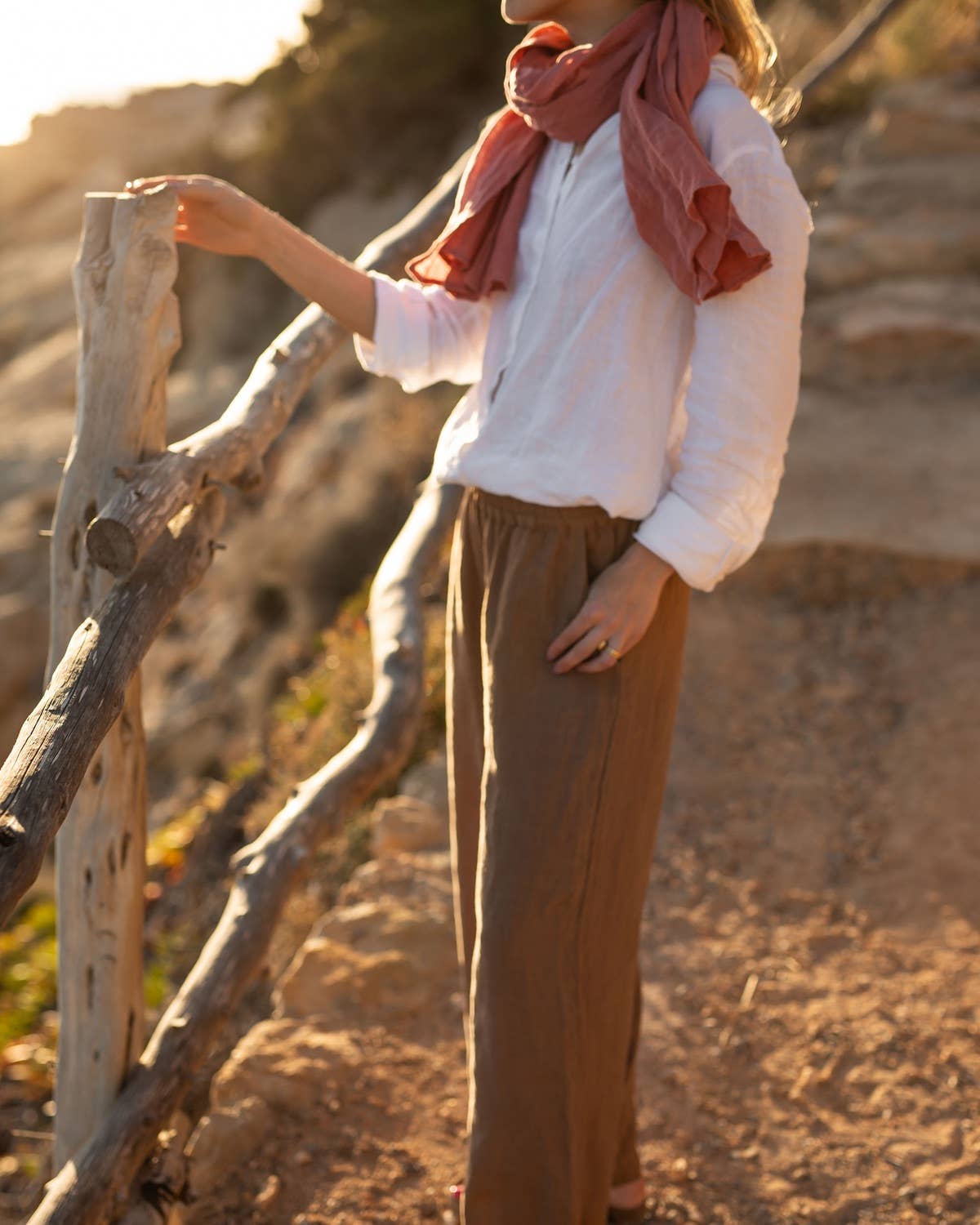 BROWN LINEN TROUSERS GEORGINA