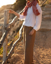 BROWN LINEN TROUSERS GEORGINA