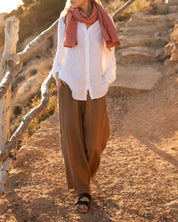 BROWN LINEN TROUSERS GEORGINA