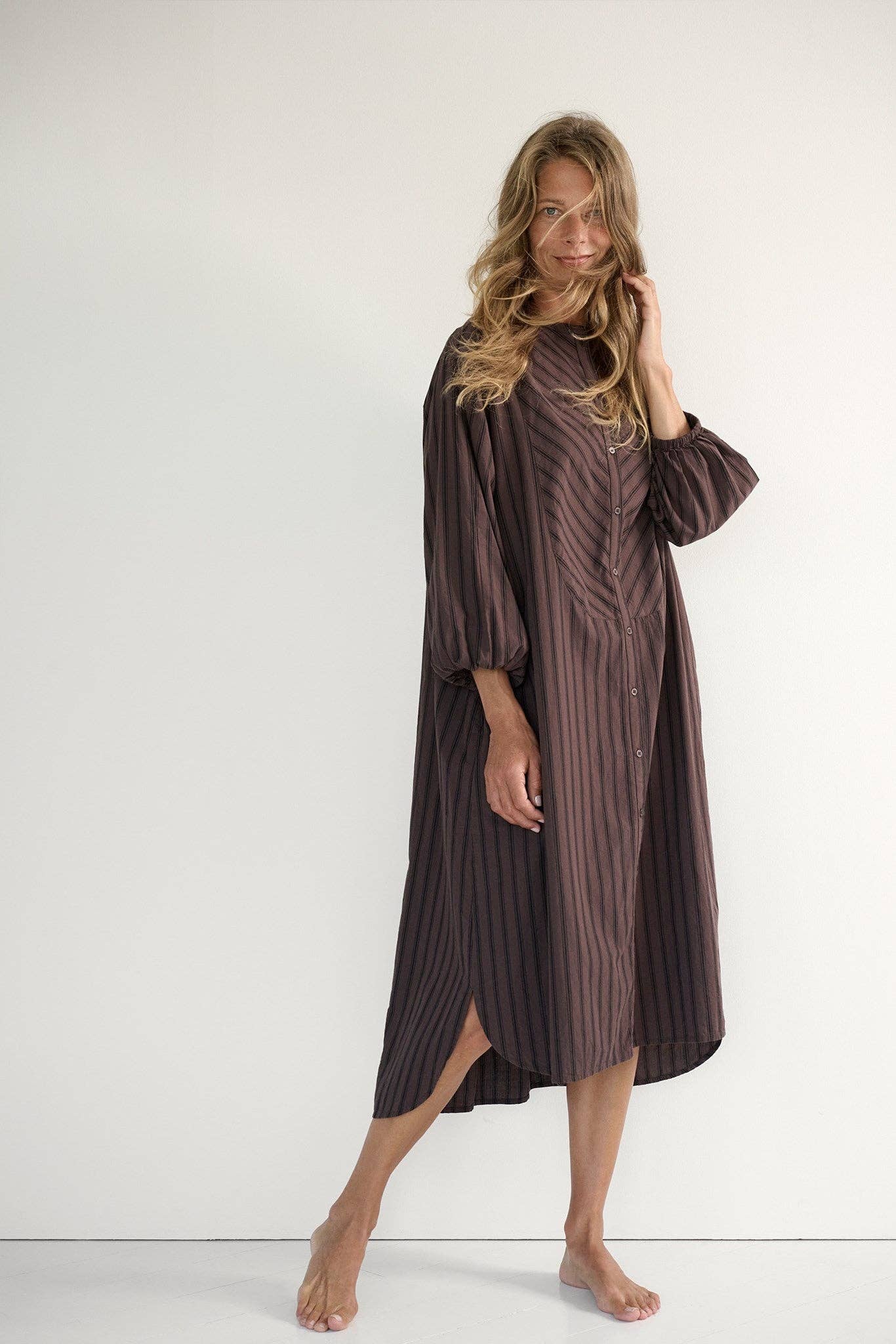 Lauren shirtdress stripe - brown / black