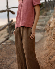 BROWN LINEN TROUSERS GEORGINA