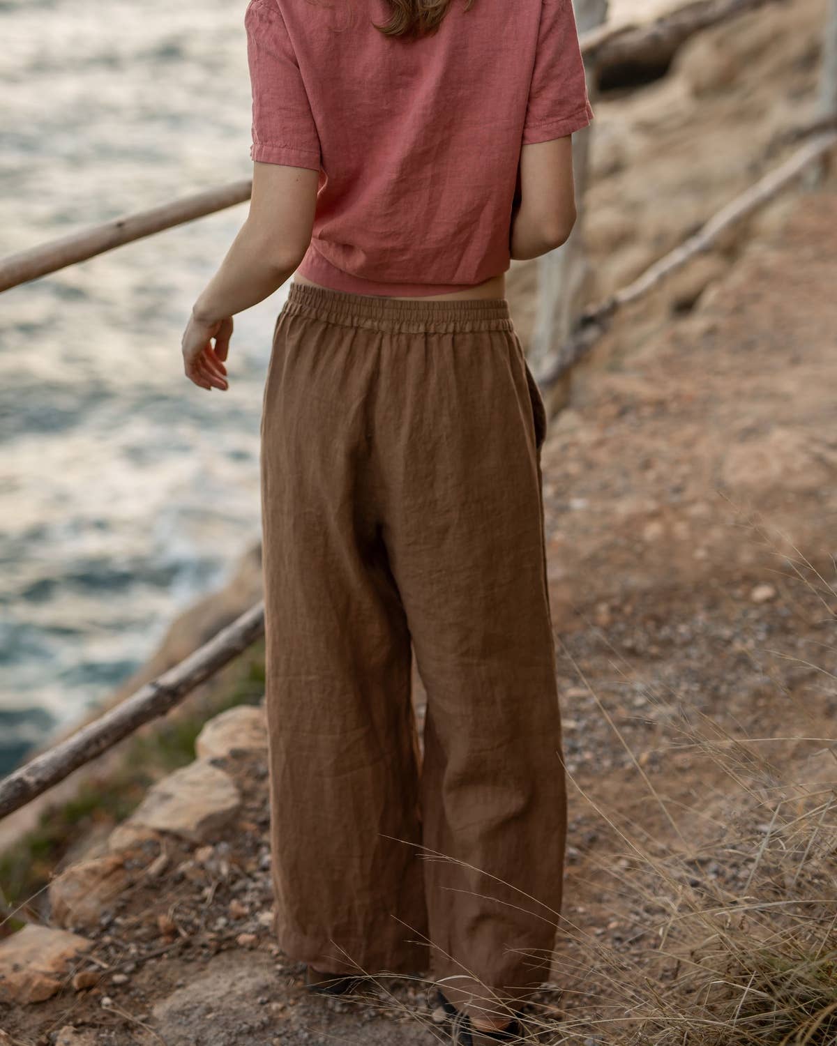 BROWN LINEN TROUSERS GEORGINA