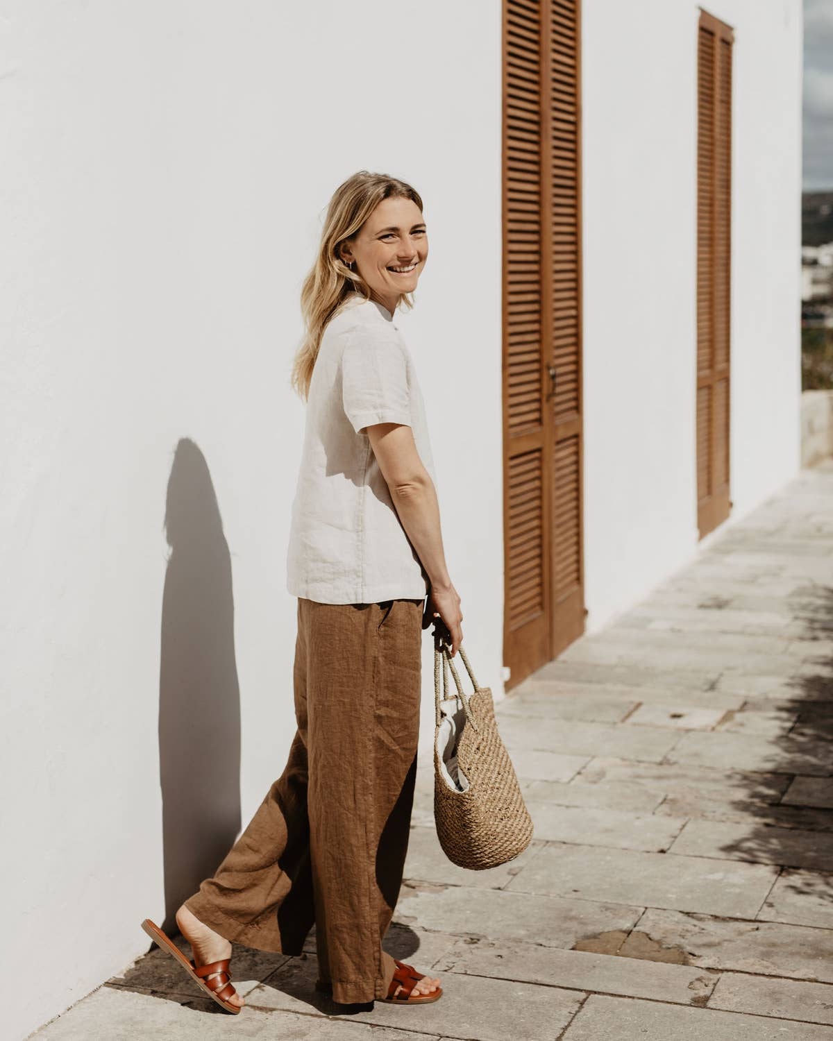 BROWN LINEN TROUSERS GEORGINA