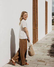 BROWN LINEN TROUSERS GEORGINA