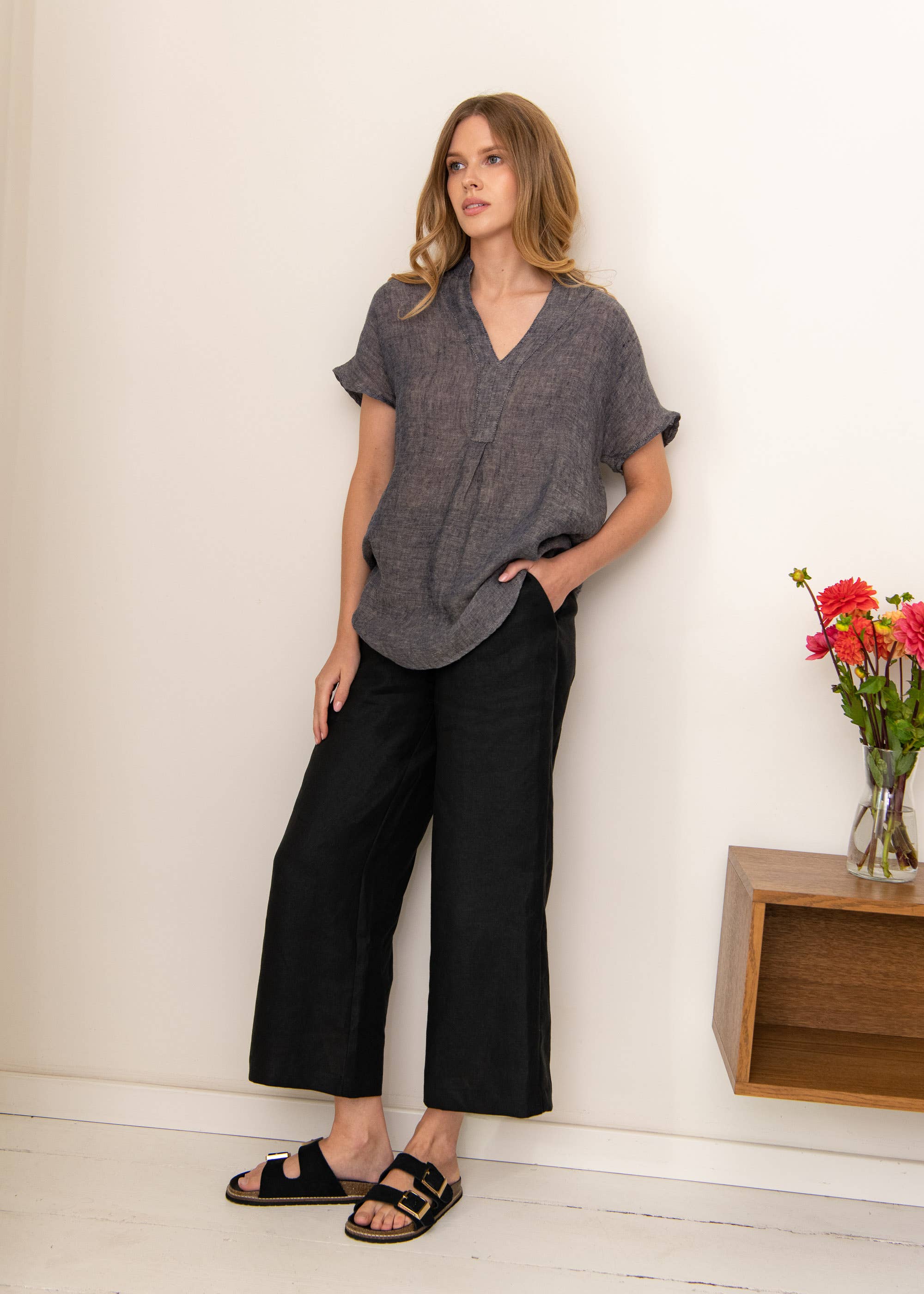 LINEN PANTS KIM IN BLACK