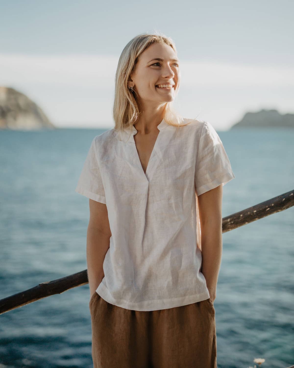 ELEGANT LINEN BLOUSE SHEILA IN WHITE