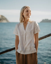 ELEGANT LINEN BLOUSE SHEILA IN WHITE