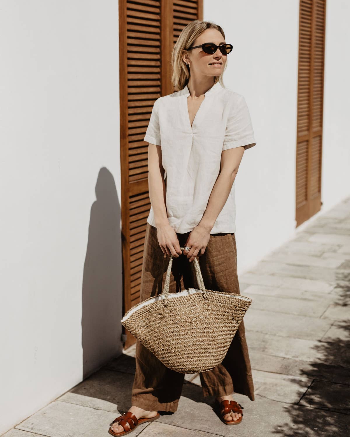 ELEGANT LINEN BLOUSE SHEILA IN WHITE