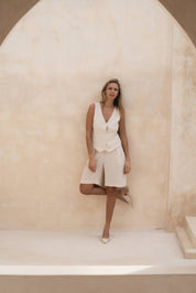 Linen Vest Amy in Beige